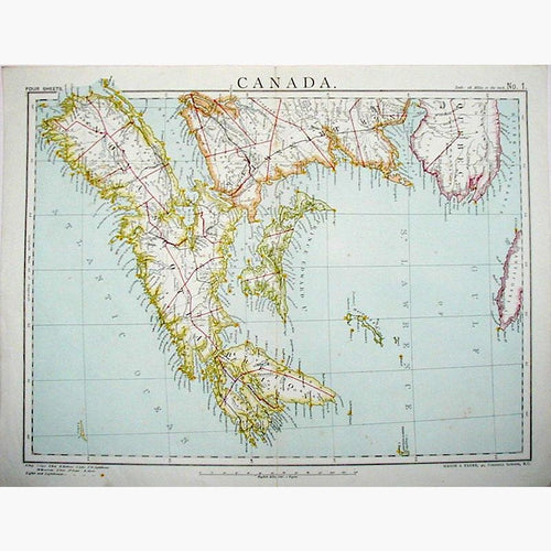 Canada 1883 Maps KittyPrint 1800s Canada & United States