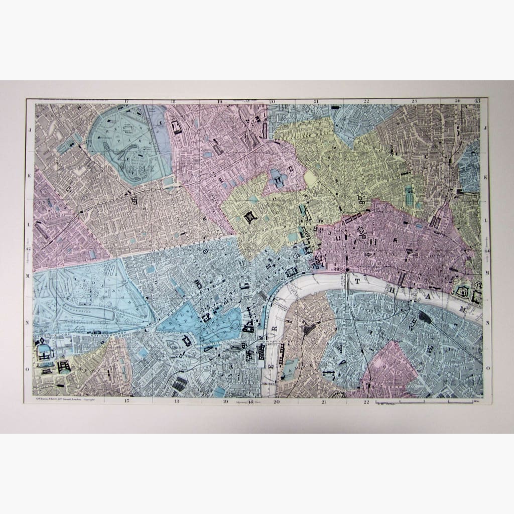 Antique Map Central London c.1895 Maps