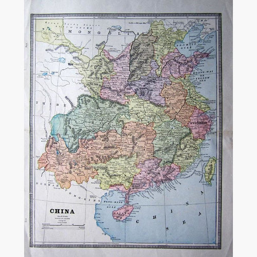 China c.1898 Maps KittyPrint 1800s China Japan & Korea Population Statistics