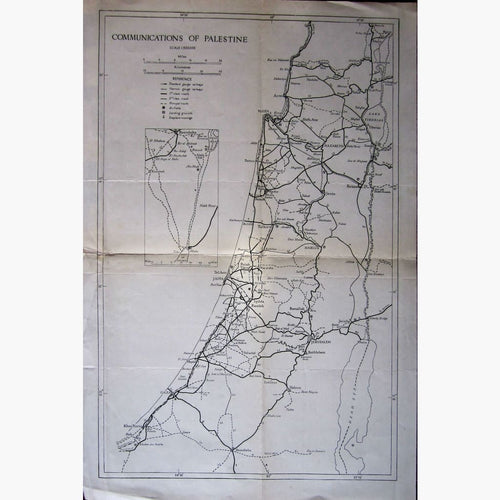 Antique Map Communications of Palestine c.1935 Maps