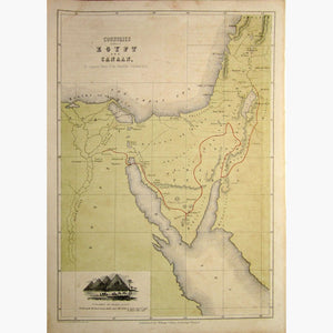 Antique Map Countries between Egypt and Canaan 1862 Maps