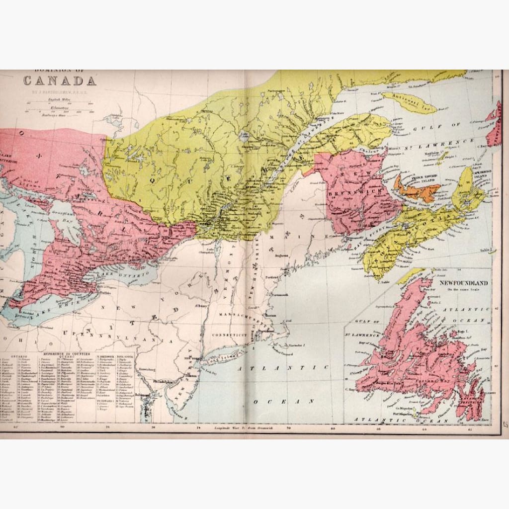 Dominion of Canada 1860 Maps KittyPrint 1800s Canada & United States