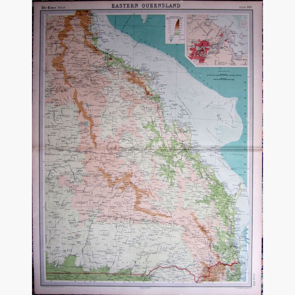 Antique Map Eastern Queensland 1922 Maps