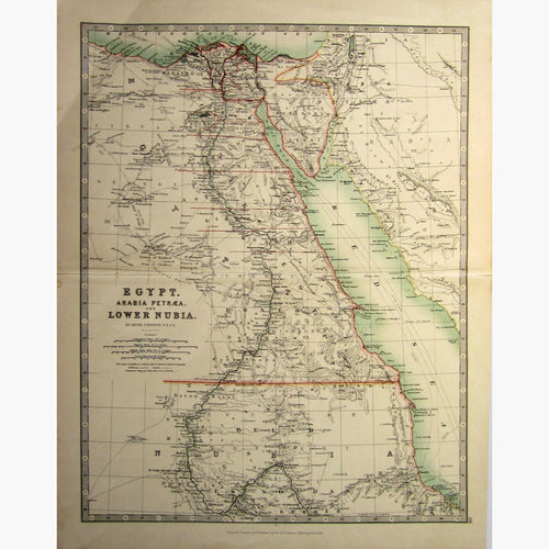 Antique Map Egypt Arabia Petrae,and Lower Nubia,1892 Maps