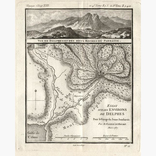 Environs of Delphes Essai sur les environs de Delphes 1787 Maps KittyPrint 1700s Greece Town Plans