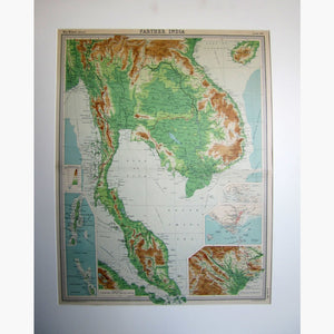 Antique Map Farther India Malaya Singapore 1922 Maps
