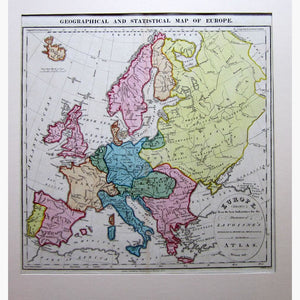 Geographical and Statistical Map of Europe 1828 Maps KittyPrint 1800s Europe Regional Maps Population Statistics