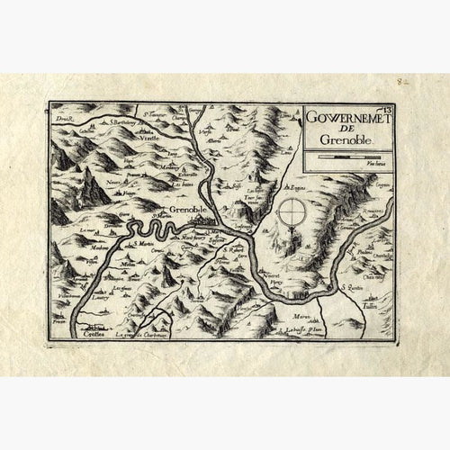 Gowernemet de Grenoble 1634 Maps KittyPrint 1600s France Town Plans