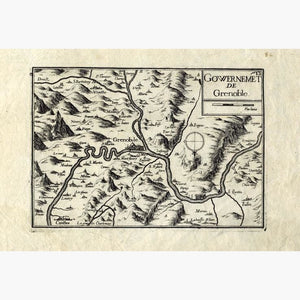 Gowernemet de Grenoble 1634 Maps KittyPrint 1600s France Town Plans