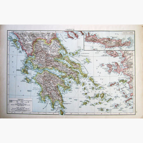 Antique Map Greece 1895 Maps