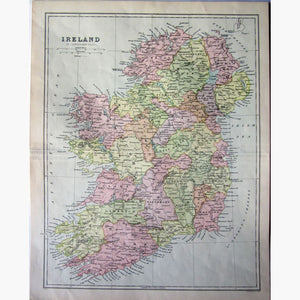 Antique Map Ireland 1880