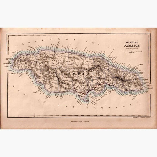 Island of Jamaica 1860 Maps KittyPrint 1800s Central & Latin America Islands