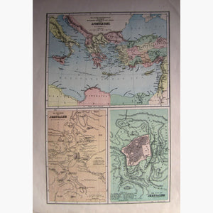 Antique Map Journey of Apostle Paul 1890 Maps