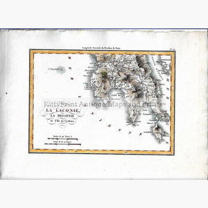 Antique Map La Laconie La Messenie 1824. Maps