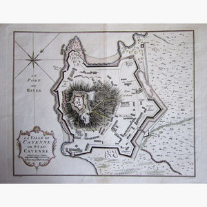 Antique Map La Ville Cayenne 1747 Maps