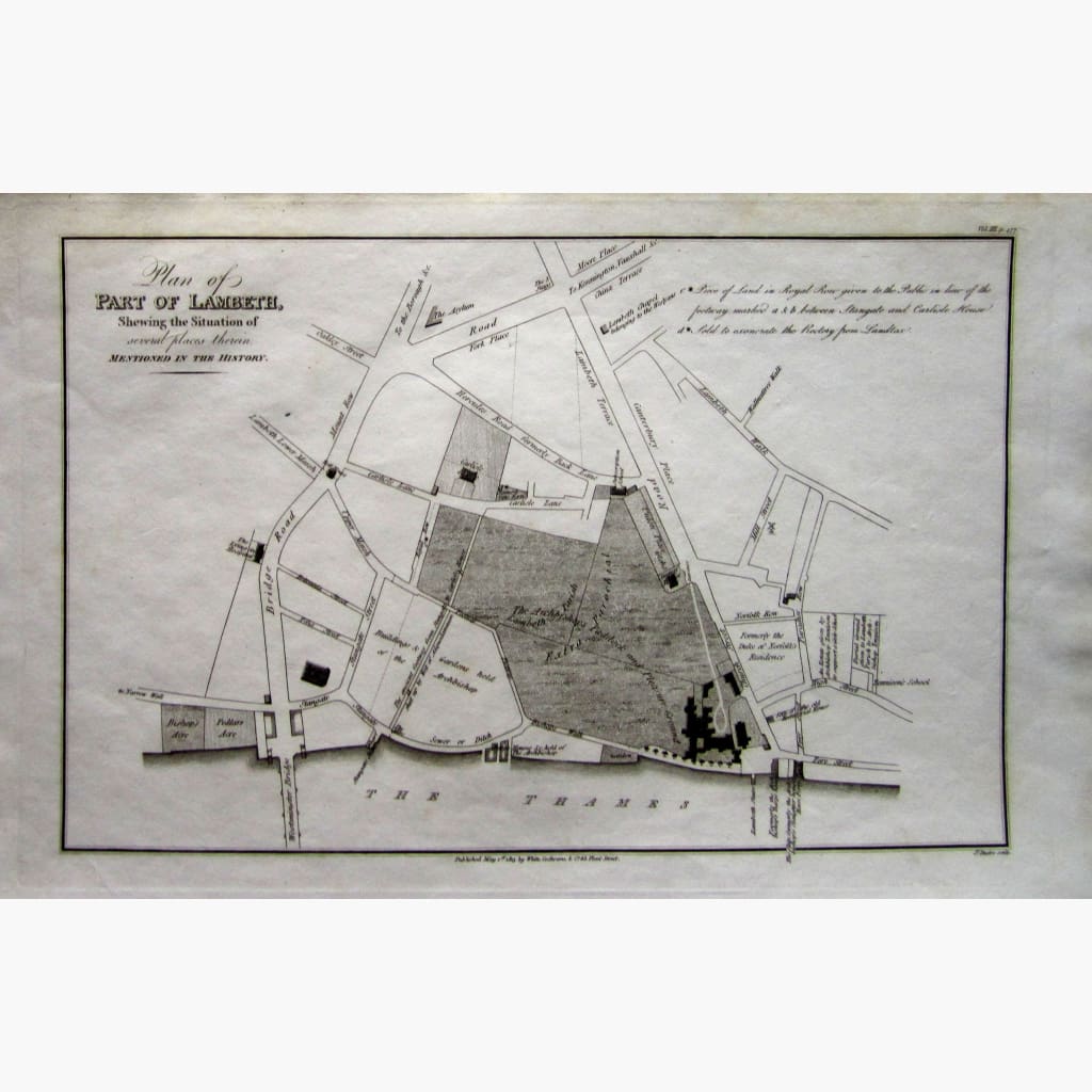 Antique Map Lambeth,1813 Maps