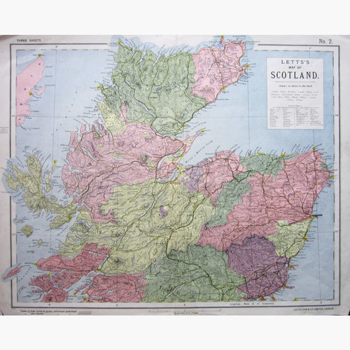 Antique Map Lettss Map of Scotland No.2 1881 Maps