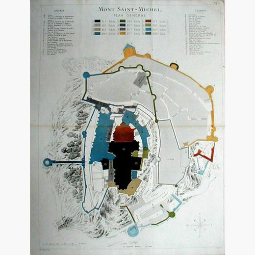Mont Saint-Michel 1851 Maps KittyPrint 1800s France Town Plans