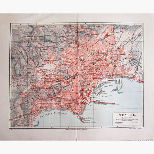 Antique Map Naples Neapel 1906 Maps