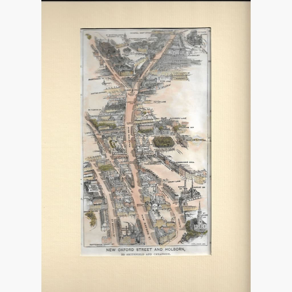 Antique Map New Oxford Street and Holborn 1881 Maps