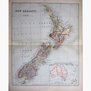 Antique Map New Zealand 1881 Maps