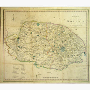 Antique Map Norfolk 1844 Maps