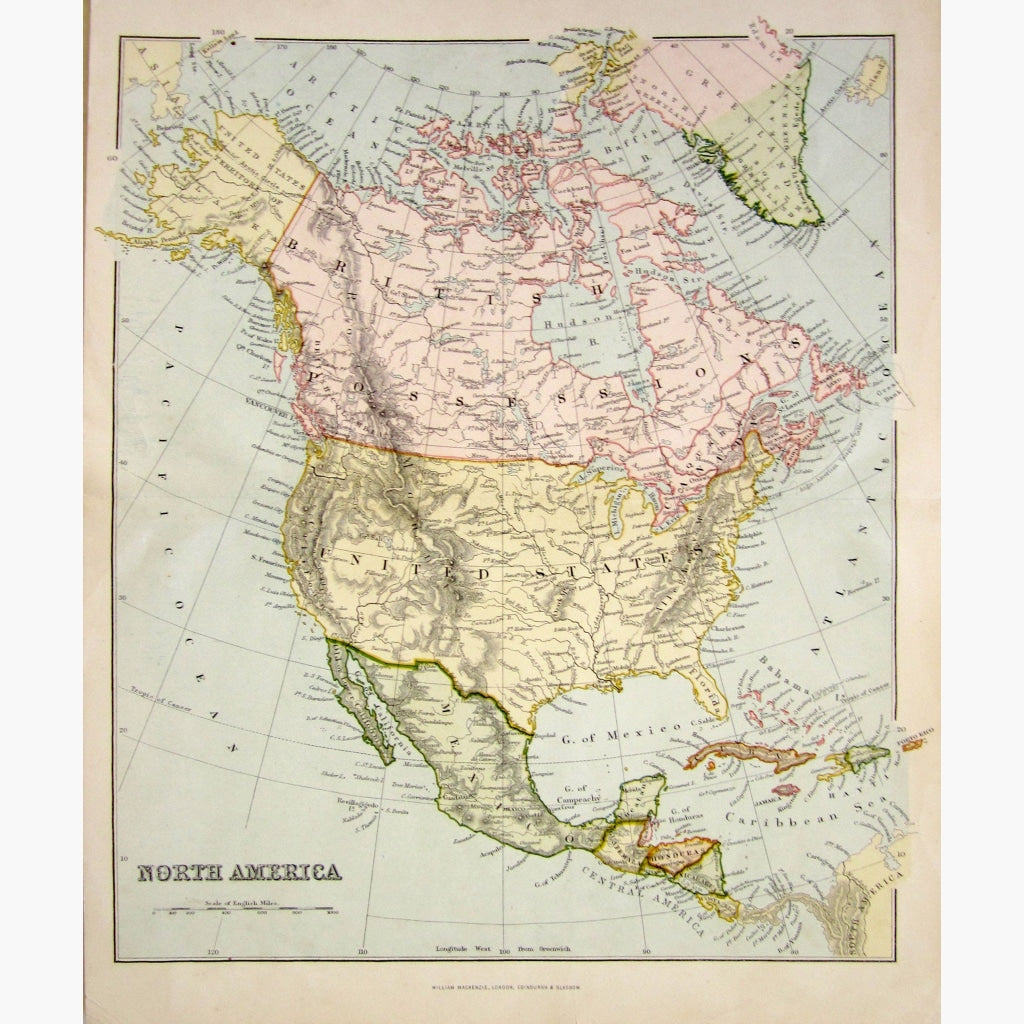 Antique Map, North America, 1880 – KittyPrint