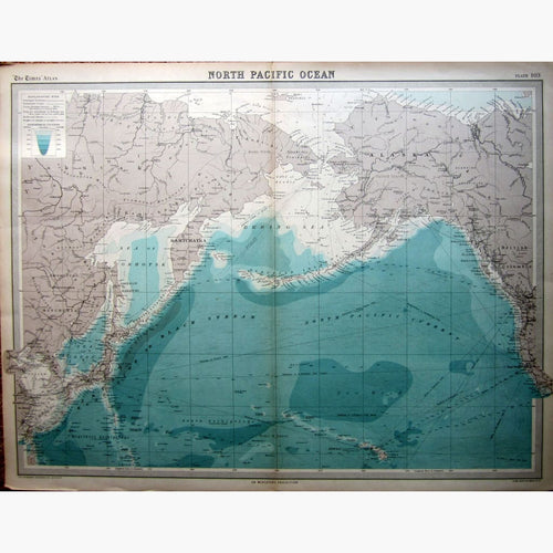 Antique Map North Pacific Ocean 1922 Maps