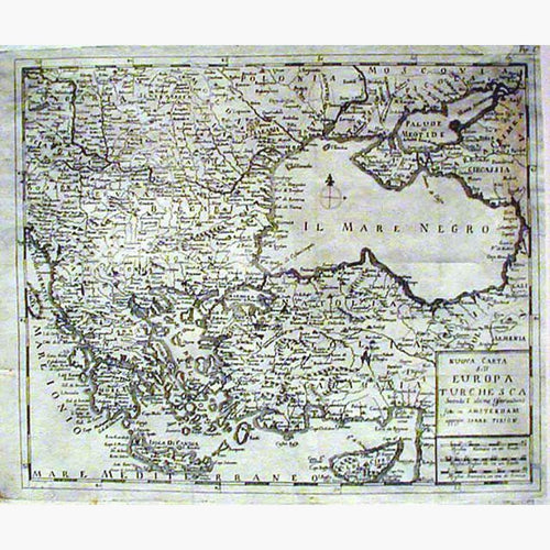 Nuova Carta dellEuropa Turchesca 1740 Maps KittyPrint 1700s Europe Regional Maps Ottoman Turkey & Persia
