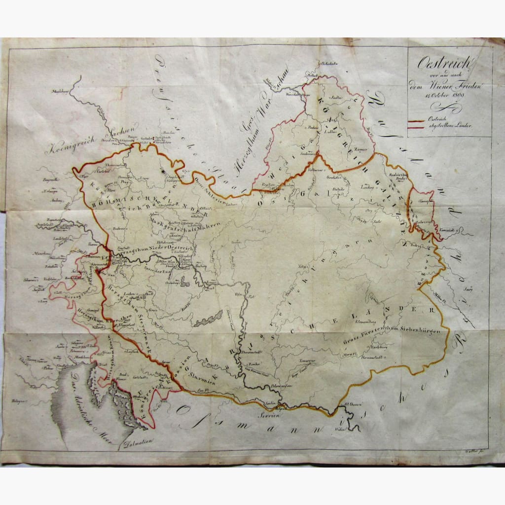 Oestreich- Austria Before And After The Treaty Of Vienna 14 October 1809. Maps