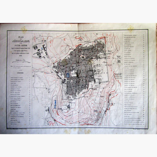 Antique Map Of Plan Of Jerusalem 1881 Maps