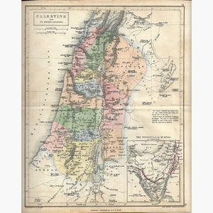 Antique Map Palestine,1853 Maps