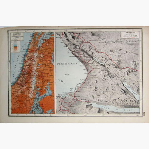 Antique Map Palestine and Sinai 1920 Maps