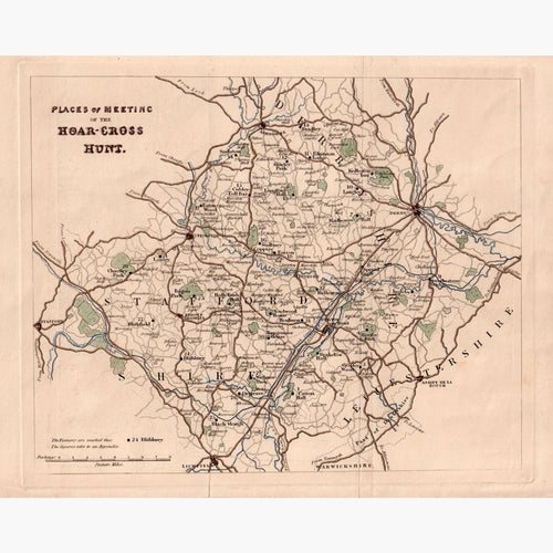 Places Of Meeting The Hoar-Cross Hunt C.1850 Maps