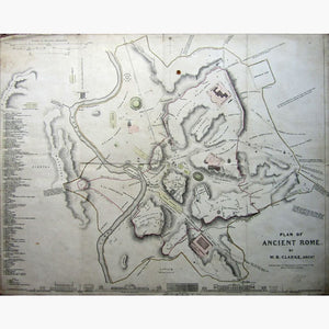 Antique Map Plan of Ancient Rome 1830 Maps