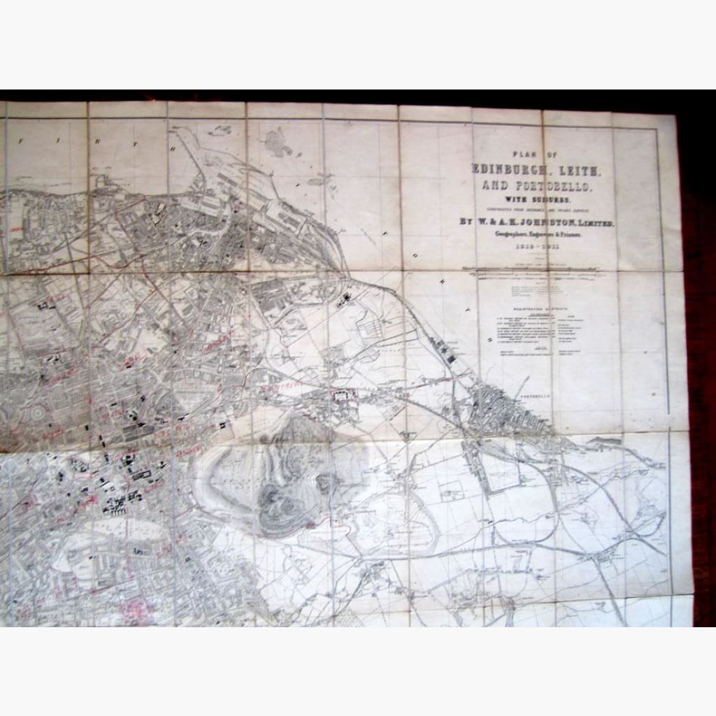 Plan of Edinburgh Leith and Portobello with Suburbs 1910 Maps KittyPrint 1900s Scotland Town Plans