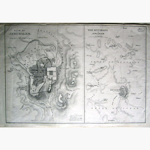 Antique Map Plan of Jerusalem The Environs of Jerusalem c.1850 Maps