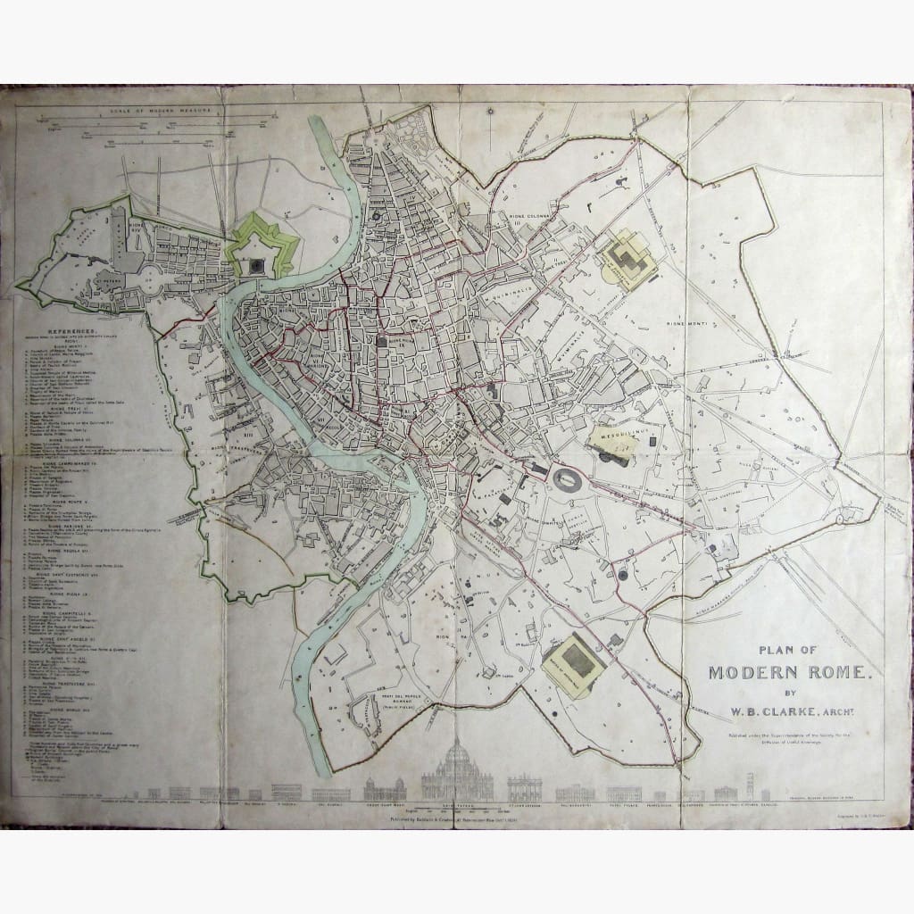 Antique Map Plan of Modern Rome 1830 Maps