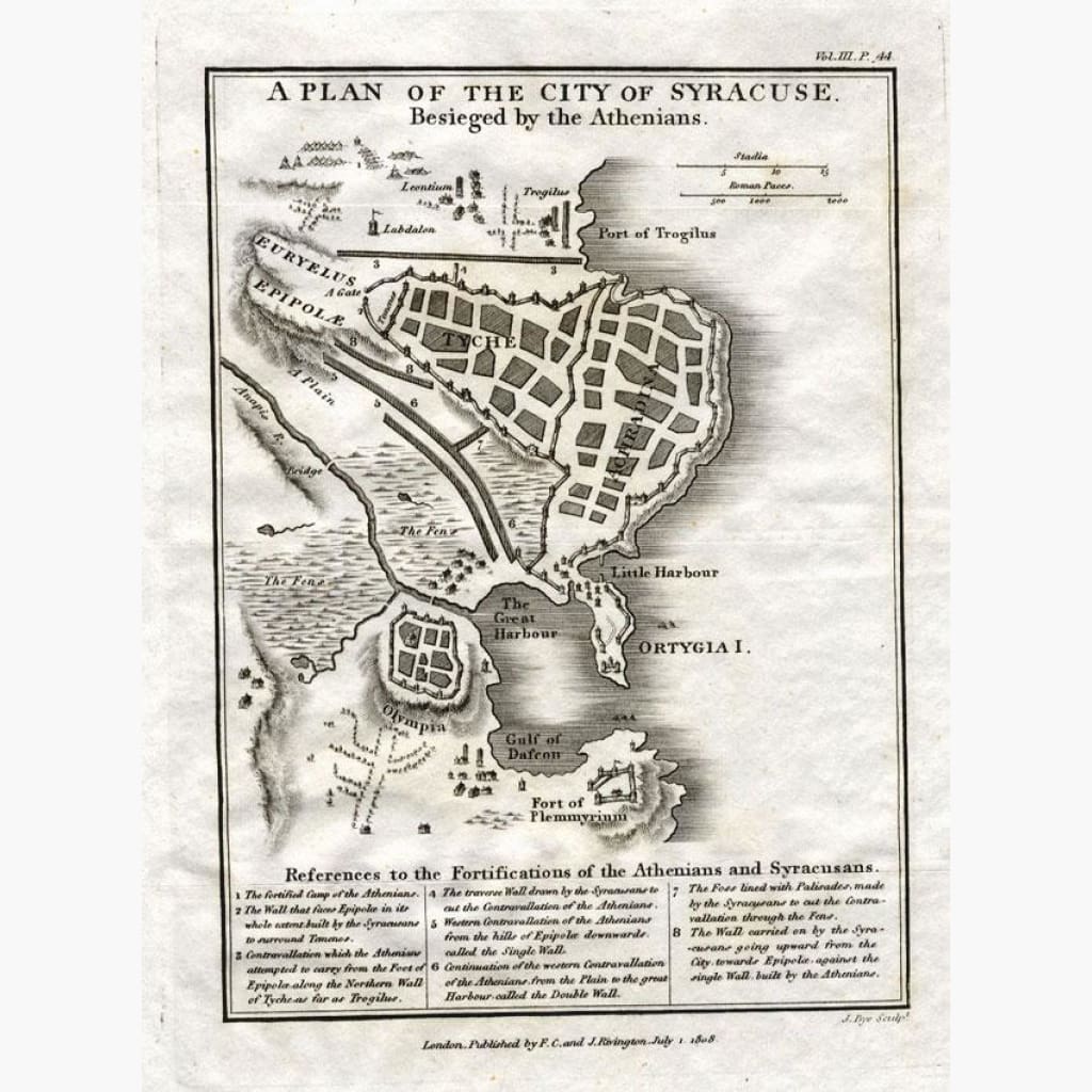 Plan of the City of Syracuse 1806 Maps KittyPrint 1800s Italy Town Plans