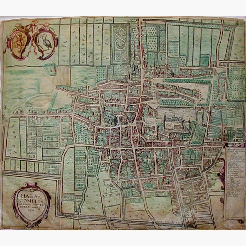 Plan of The Hague c.1595 Maps KittyPrint 1500s Netherlands & Belgium