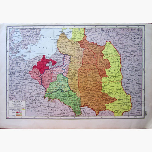 Antique Map Poland Historical 1922 Maps