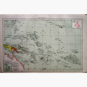Antique Map,Polynesia 1895 Maps