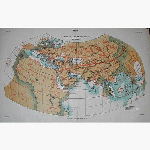Ptolemy’s Map of the World c.1880 Maps KittyPrint 1800s Civilizations & Empires World Maps