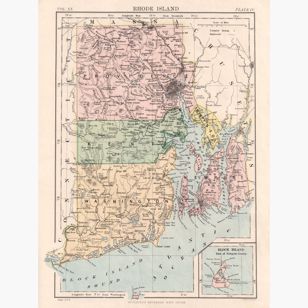 Rhode Island C.1889 Maps