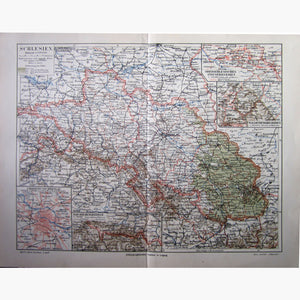Antique Map Schlesien Silesia,1905 Maps