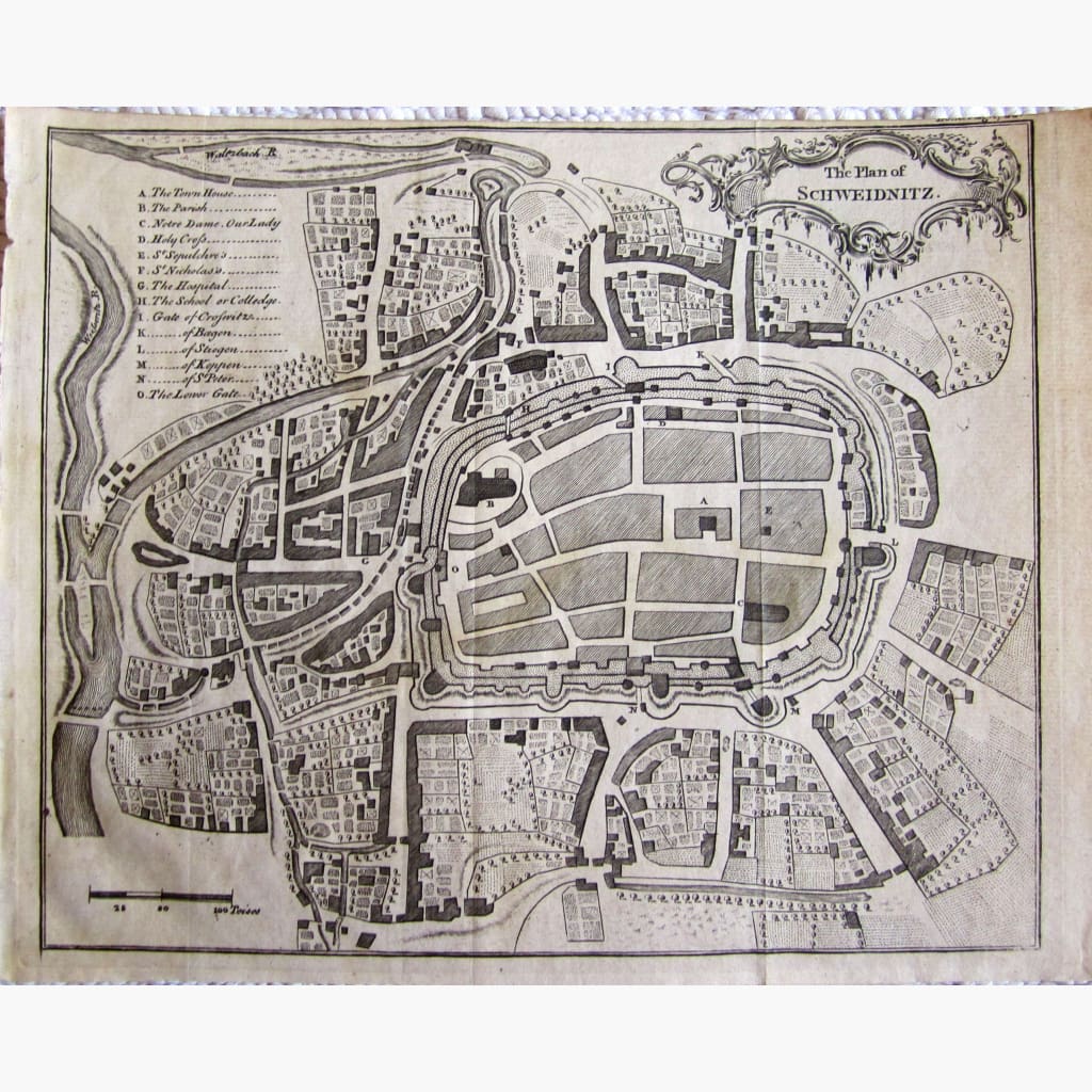 Antique Map Schweidnitz c.1700 Maps