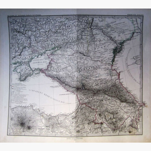 Antique Map Southern Russia & Caucasus,1876 Maps