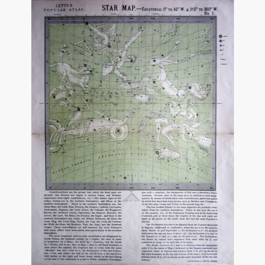 Antique Map Star Map No.1 1884 Prints