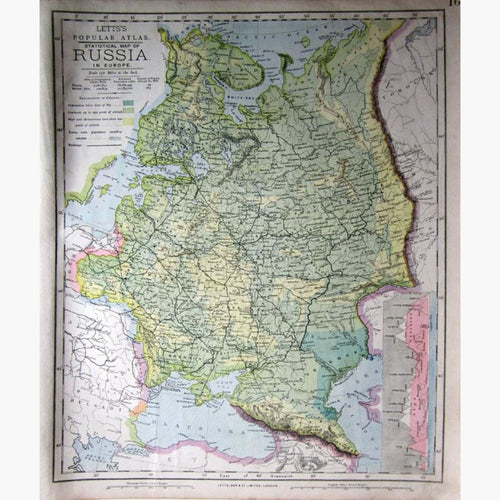 Statistical Map of Russia in Europe 1883 Maps KittyPrint 1800s Contour & Relief Road Rail & Engineering Russia