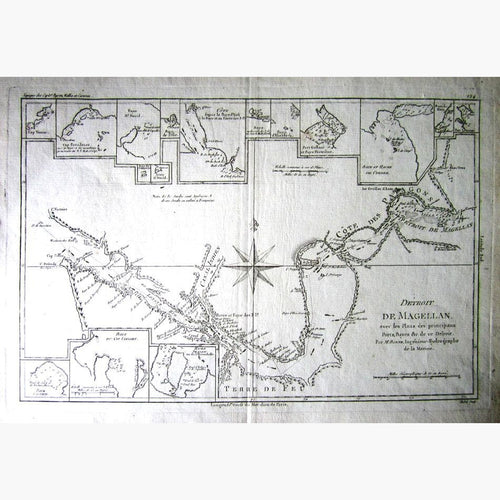 Strait of Magellan with plans of principle ports 1787 Maps KittyPrint 1700s Central & South America Sea Charts